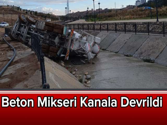 Beton Mikseri Kanala Devrildi